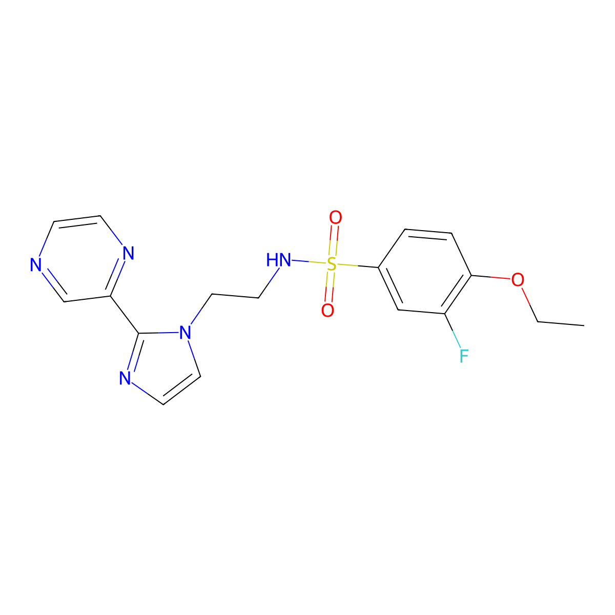 4-ethoxy-3-fluoro-N-(2-(2-(pyrazin-2-yl)-1H-imidazol-1-yl)ethyl)benzenesulfonamide molecular structure, CAS 2034477-83-1