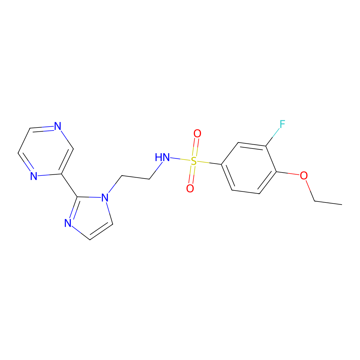 4-ethoxy-3-fluoro-N-(2-(2-(pyrazin-2-yl)-1H-imidazol-1-yl)ethyl)benzenesulfonamide molecular structure, CAS 2034477-83-1