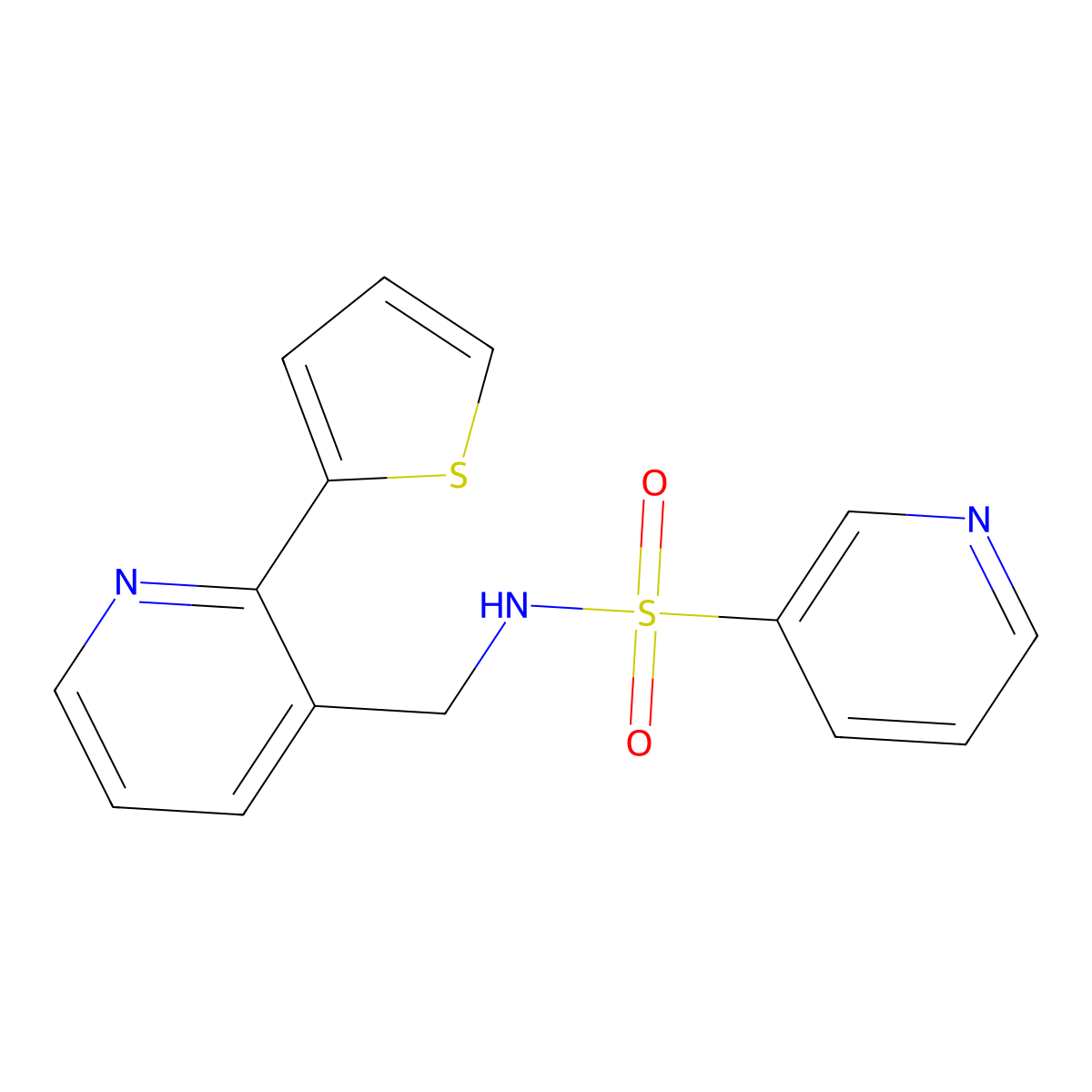 N-{[2-(thiophen-2-yl)pyridin-3-yl]methyl}pyridine-3-sulfonamide molecular structure, CAS 2034477-84-2