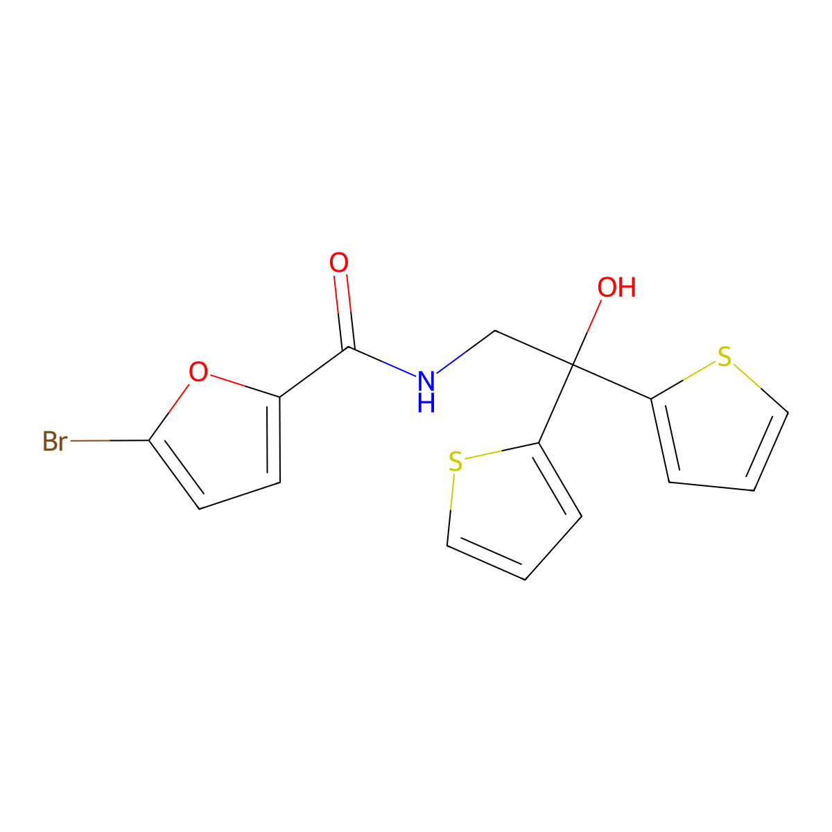 5-bromo-N-(2-hydroxy-2,2-di(thiophen-2-yl)ethyl)furan-2-carboxamide molecular structure, CAS 2034477-91-1