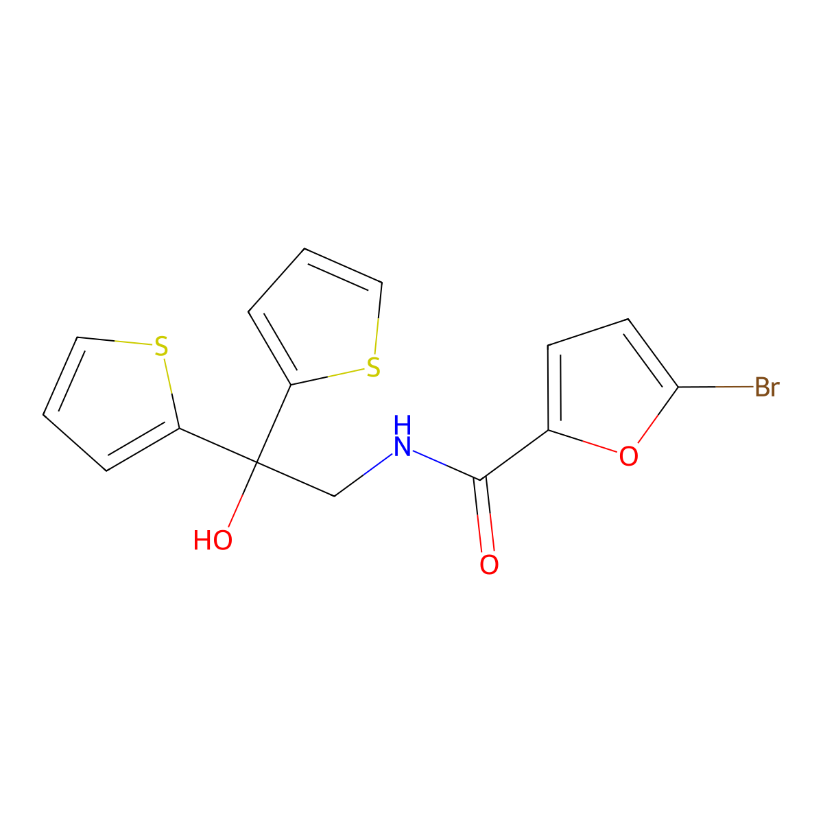 5-bromo-N-(2-hydroxy-2,2-di(thiophen-2-yl)ethyl)furan-2-carboxamide molecular structure, CAS 2034477-91-1