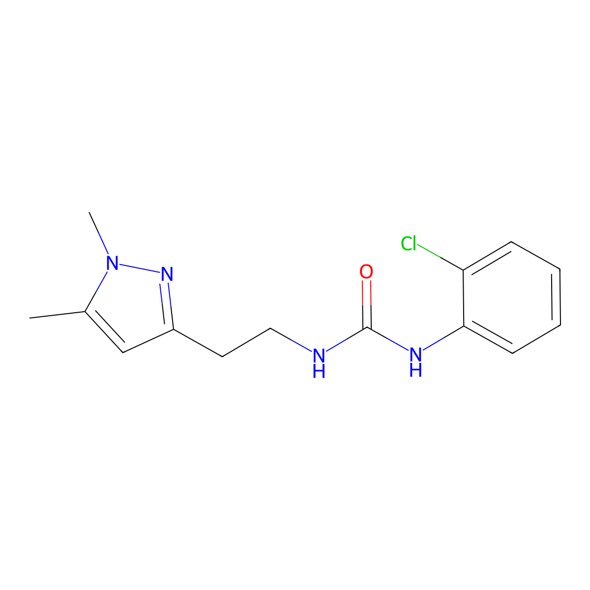 1-(2-chlorophenyl)-3-(2-(1,5-dimethyl-1H-pyrazol-3-yl)ethyl)urea molecular structure, CAS 2034477-92-2