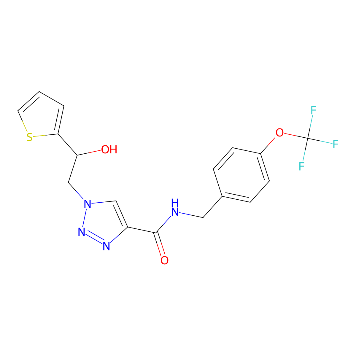 1-(2-hydroxy-2-(thiophen-2-yl)ethyl)-N-(4-(trifluoromethoxy)benzyl)-1H-1,2,3-triazole-4-carboxamide molecular structure, CAS 2034477-93-3
