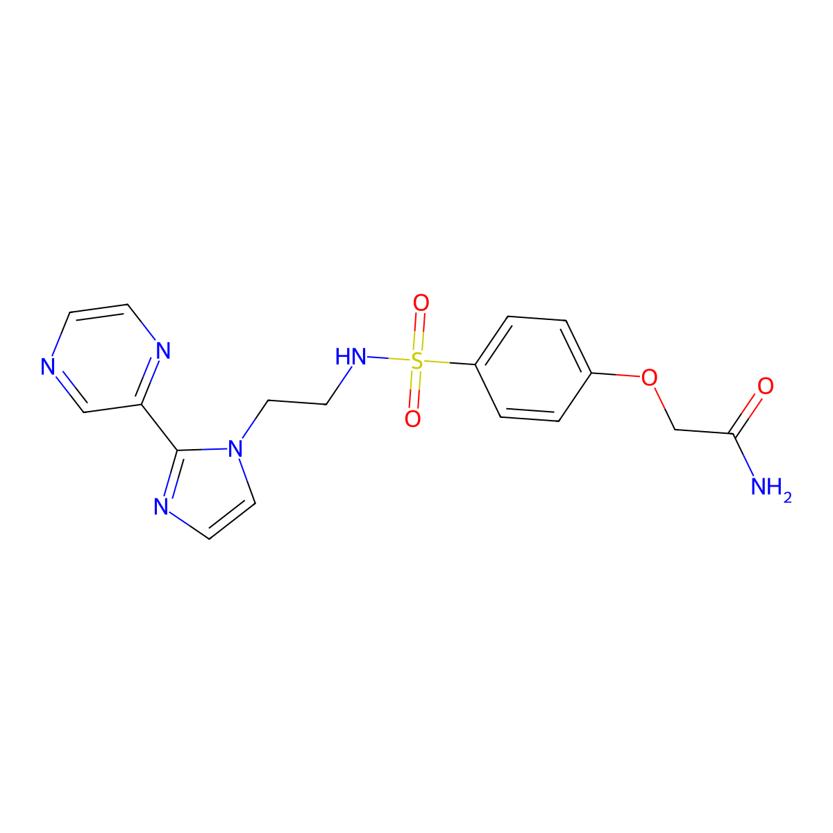 2-(4-(N-(2-(2-(pyrazin-2-yl)-1H-imidazol-1-yl)ethyl)sulfamoyl)phenoxy)acetamide molecular structure, CAS 2034477-94-4