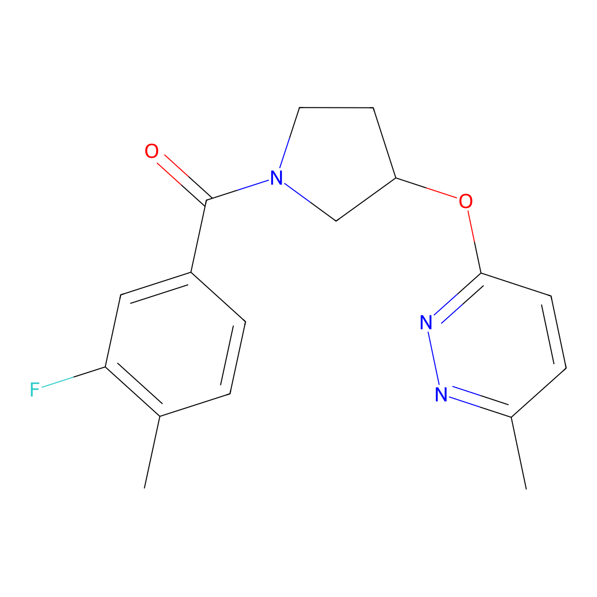 (3-Fluoro-4-methylphenyl)(3-((6-methylpyridazin-3-yl)oxy)pyrrolidin-1-yl)methanone molecular structure, CAS 2034477-99-9