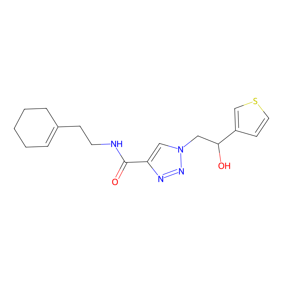 N-(2-(cyclohex-1-en-1-yl)ethyl)-1-(2-hydroxy-2-(thiophen-3-yl)ethyl)-1H-1,2,3-triazole-4-carboxamide molecular structure, CAS 2034478-00-5