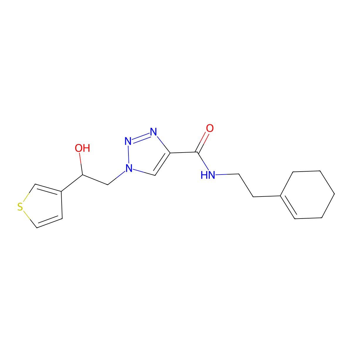N-(2-(cyclohex-1-en-1-yl)ethyl)-1-(2-hydroxy-2-(thiophen-3-yl)ethyl)-1H-1,2,3-triazole-4-carboxamide molecular structure, CAS 2034478-00-5