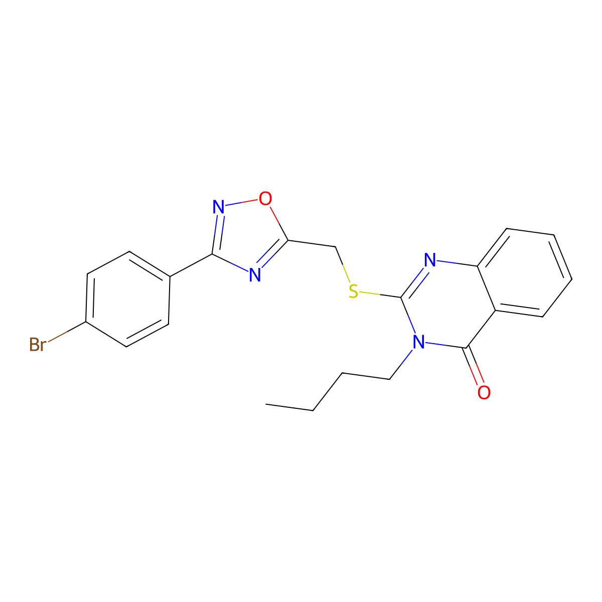 2-(((3-(4-bromophenyl)-1,2,4-oxadiazol-5-yl)methyl)thio)-3-butylquinazolin-4(3H)-one molecular structure, CAS 2034478-02-7