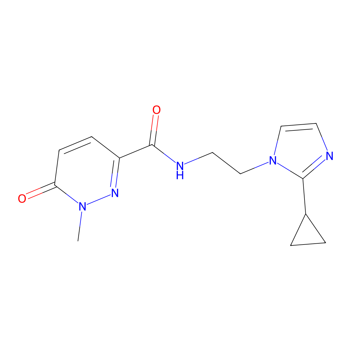 N-(2-(2-cyclopropyl-1H-imidazol-1-yl)ethyl)-1-methyl-6-oxo-1,6-dihydropyridazine-3-carboxamide molecular structure, CAS 2034478-04-9