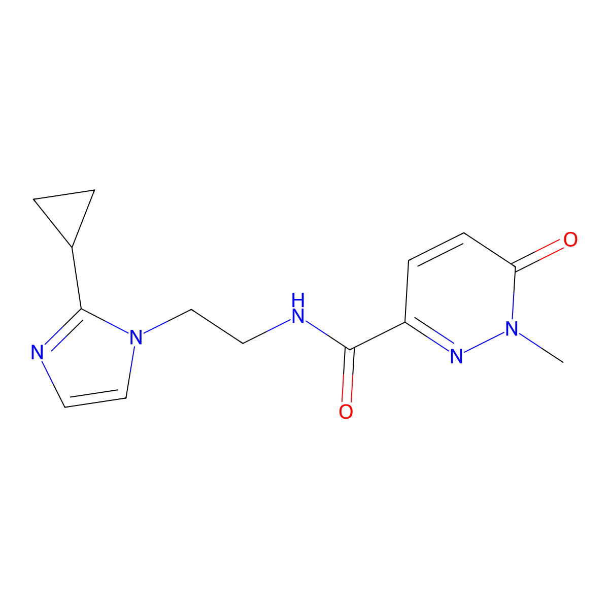 N-(2-(2-cyclopropyl-1H-imidazol-1-yl)ethyl)-1-methyl-6-oxo-1,6-dihydropyridazine-3-carboxamide molecular structure, CAS 2034478-04-9