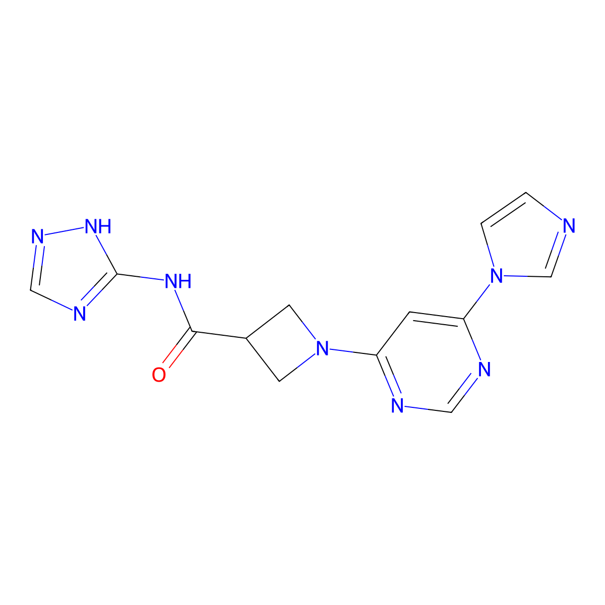 1-[6-(1H-imidazol-1-yl)pyrimidin-4-yl]-N-(1H-1,2,4-triazol-5-yl)azetidine-3-carboxamide molecular structure, CAS 2034478-07-2
