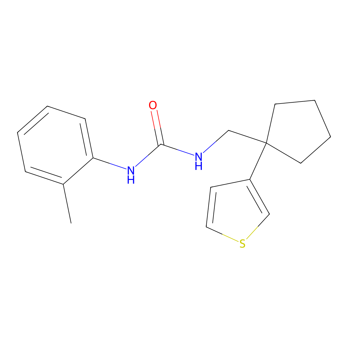 1-((1-(Thiophen-3-yl)cyclopentyl)methyl)-3-(o-tolyl)urea molecular structure, CAS 2034478-11-8
