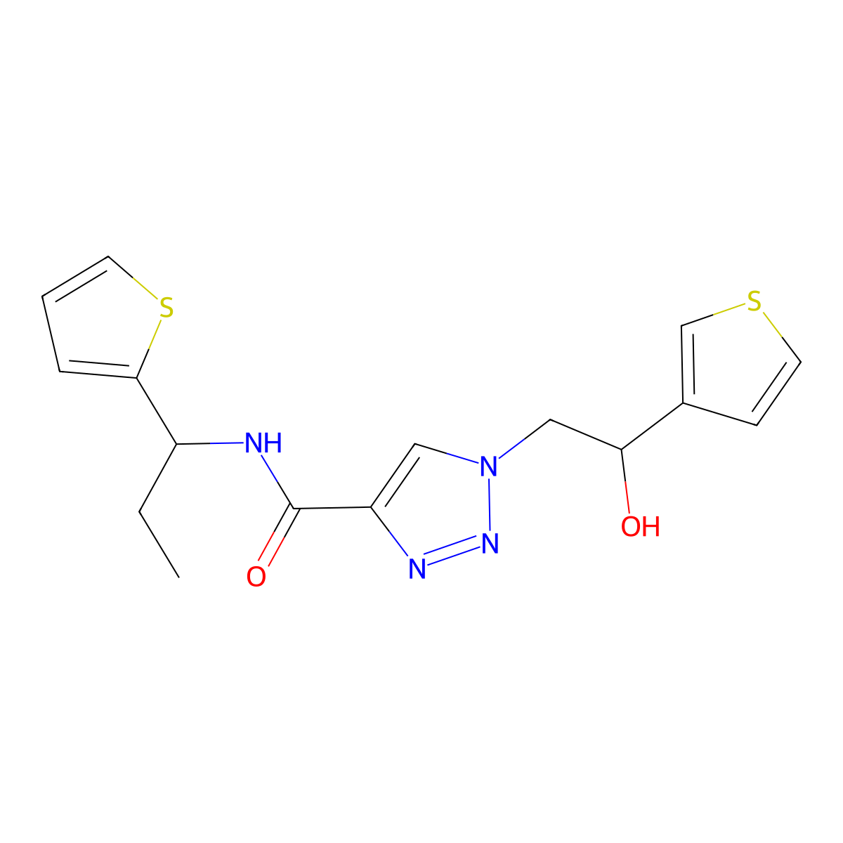 1-[2-hydroxy-2-(thiophen-3-yl)ethyl]-N-[1-(thiophen-2-yl)propyl]-1H-1,2,3-triazole-4-carboxamide molecular structure, CAS 2034478-12-9
