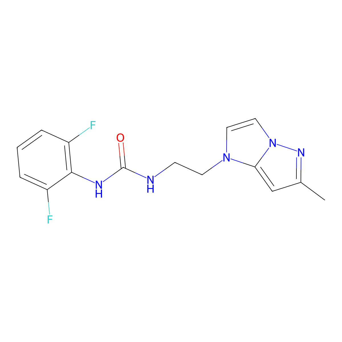 1-(2,6-difluorophenyl)-3-(2-(6-methyl-1H-imidazo[1,2-b]pyrazol-1-yl)ethyl)urea molecular structure, CAS 2034478-13-0