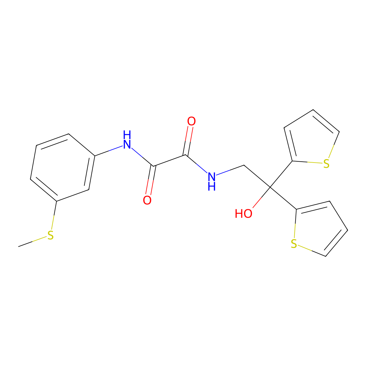 N1-(2-hydroxy-2,2-di(thiophen-2-yl)ethyl)-N2-(3-(methylthio)phenyl)oxalamide molecular structure, CAS 2034478-23-2