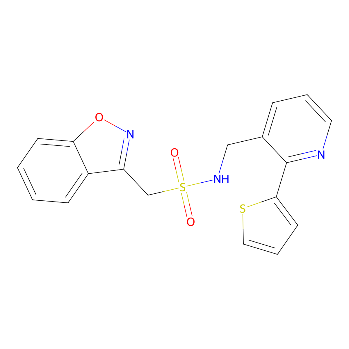 1-(benzo[d]isoxazol-3-yl)-N-((2-(thiophen-2-yl)pyridin-3-yl)methyl)methanesulfonamide molecular structure, CAS 2034478-24-3