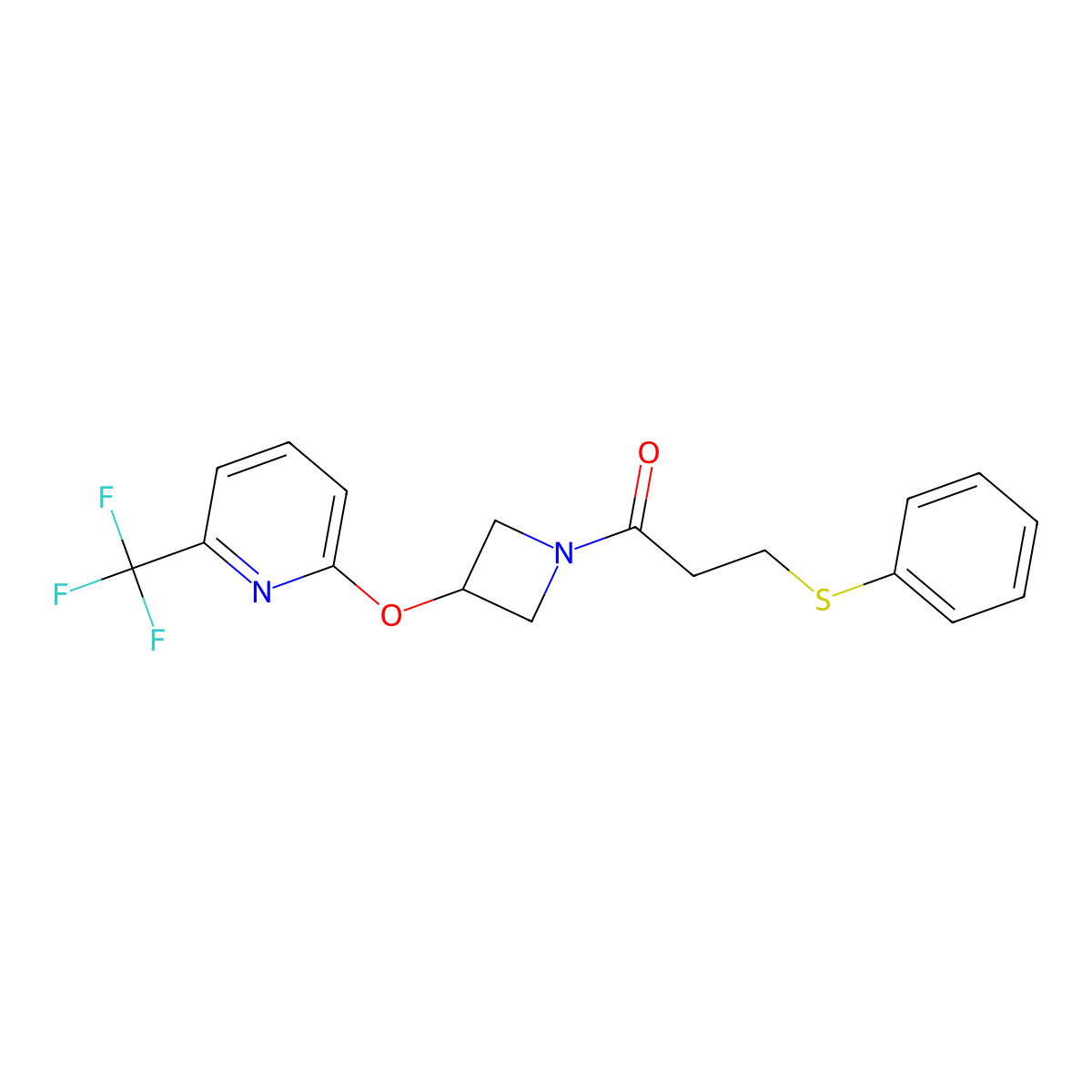 3-(Phenylthio)-1-(3-((6-(trifluoromethyl)pyridin-2-yl)oxy)azetidin-1-yl)propan-1-one molecular structure, CAS 2034478-26-5