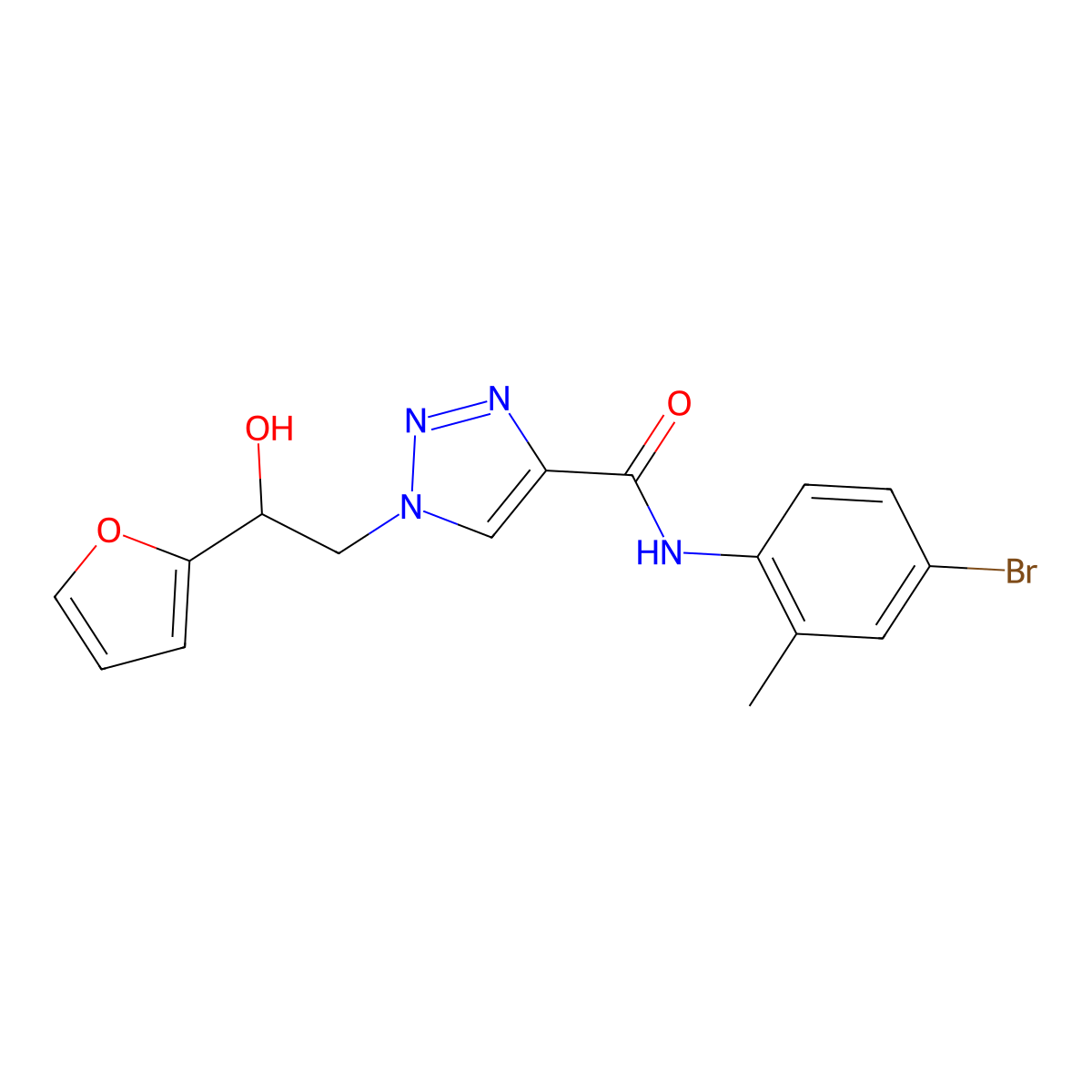N-(4-bromo-2-methylphenyl)-1-(2-(furan-2-yl)-2-hydroxyethyl)-1H-1,2,3-triazole-4-carboxamide molecular structure, CAS 2034478-27-6