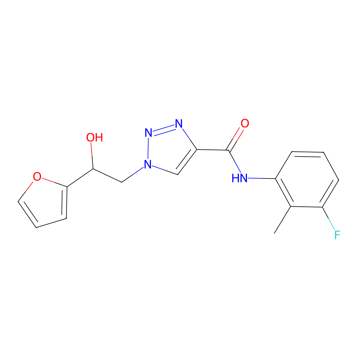 N-(3-fluoro-2-methylphenyl)-1-[2-(furan-2-yl)-2-hydroxyethyl]-1H-1,2,3-triazole-4-carboxamide molecular structure, CAS 2034478-32-3