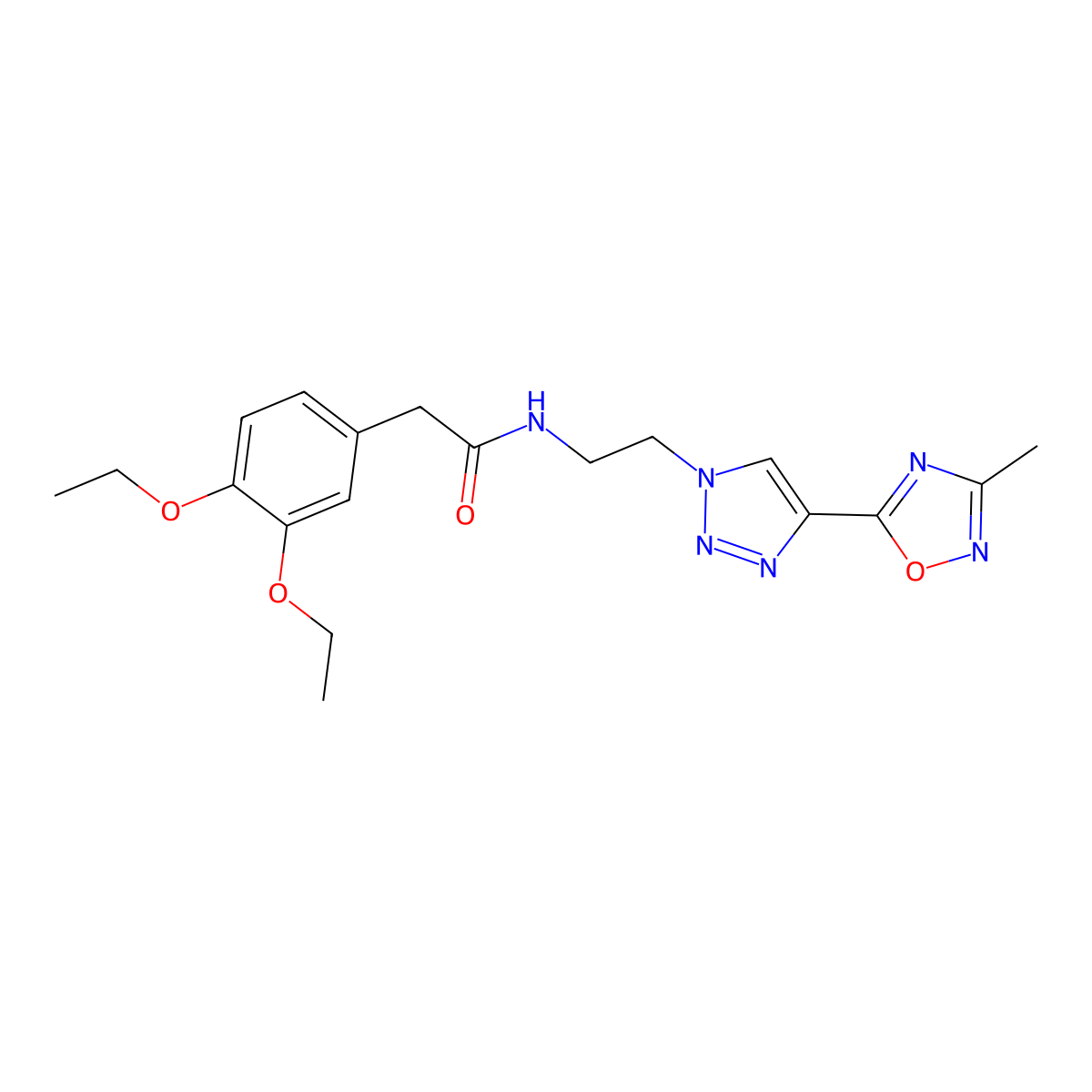 2-(3,4-diethoxyphenyl)-N-(2-(4-(3-methyl-1,2,4-oxadiazol-5-yl)-1H-1,2,3-triazol-1-yl)ethyl)acetamide molecular structure, CAS 2034478-48-1