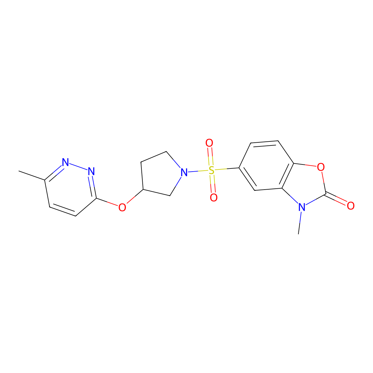 3-methyl-5-((3-((6-methylpyridazin-3-yl)oxy)pyrrolidin-1-yl)sulfonyl)benzo[d]oxazol-2(3H)-one molecular structure, CAS 2034478-49-2