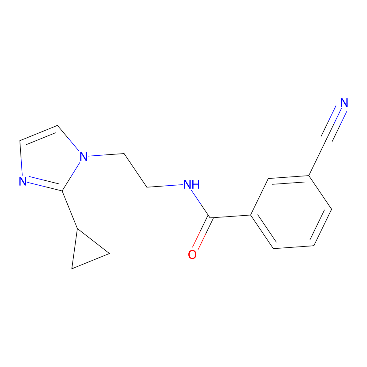 3-cyano-N-(2-(2-cyclopropyl-1H-imidazol-1-yl)ethyl)benzamide molecular structure, CAS 2034478-59-4