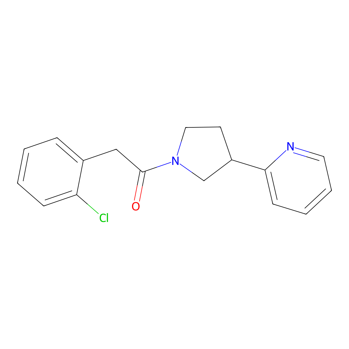 2-(2-Chlorophenyl)-1-[3-(pyridin-2-yl)pyrrolidin-1-yl]ethan-1-one molecular structure, CAS 2034478-64-1