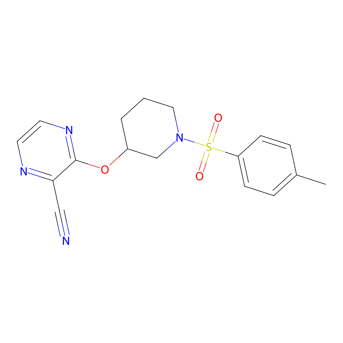 3-((1-Tosylpiperidin-3-yl)oxy)pyrazine-2-carbonitrile molecular structure, CAS 2034478-67-4