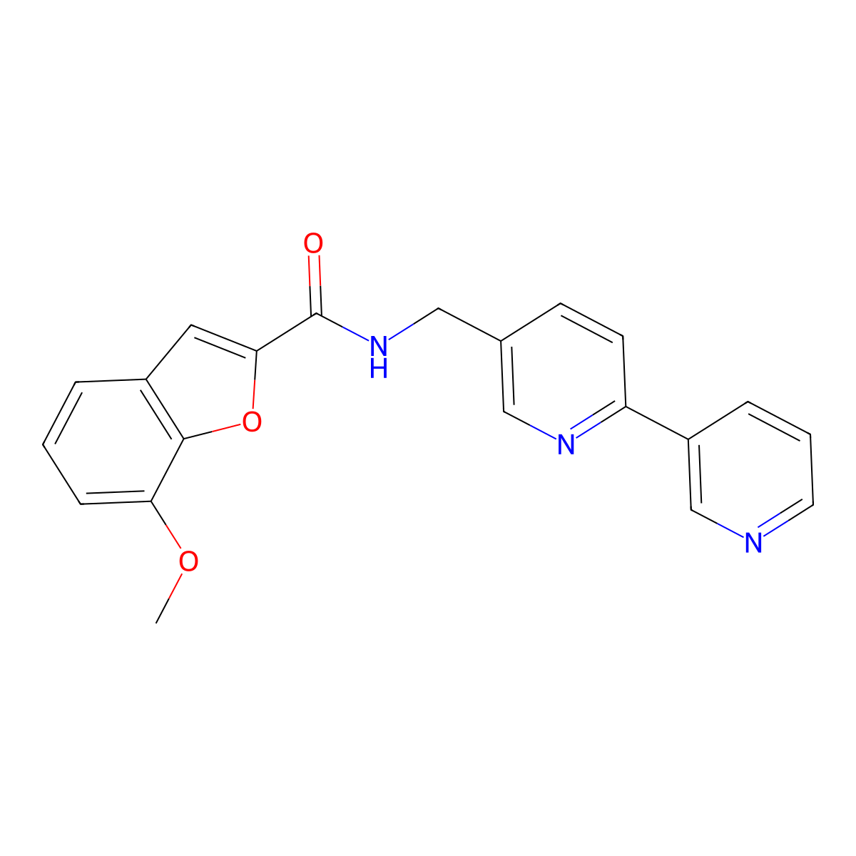 N-({[2,3'-bipyridine]-5-yl}methyl)-7-methoxy-1-benzofuran-2-carboxamide molecular structure, CAS 2034478-73-2
