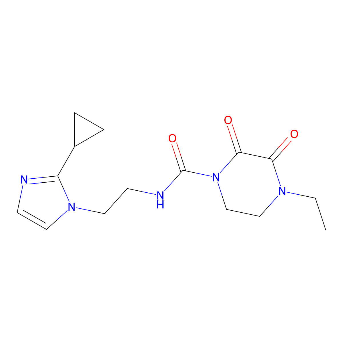 N-(2-(2-cyclopropyl-1H-imidazol-1-yl)ethyl)-4-ethyl-2,3-dioxopiperazine-1-carboxamide molecular structure, CAS 2034478-77-6