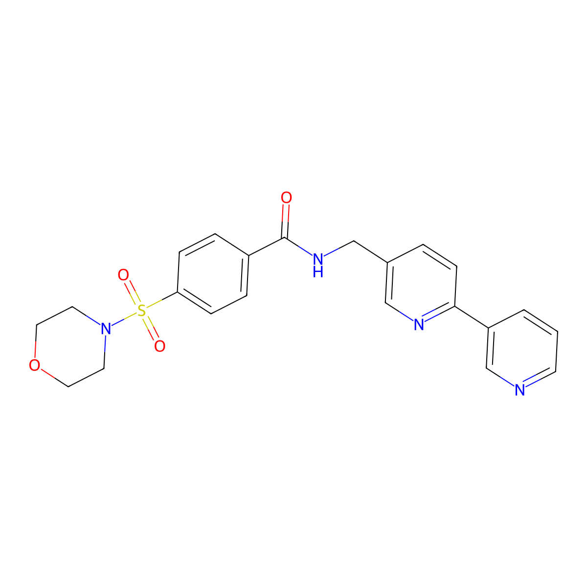 N-({[2,3'-bipyridine]-5-yl}methyl)-4-(morpholine-4-sulfonyl)benzamide molecular structure, CAS 2034478-78-7
