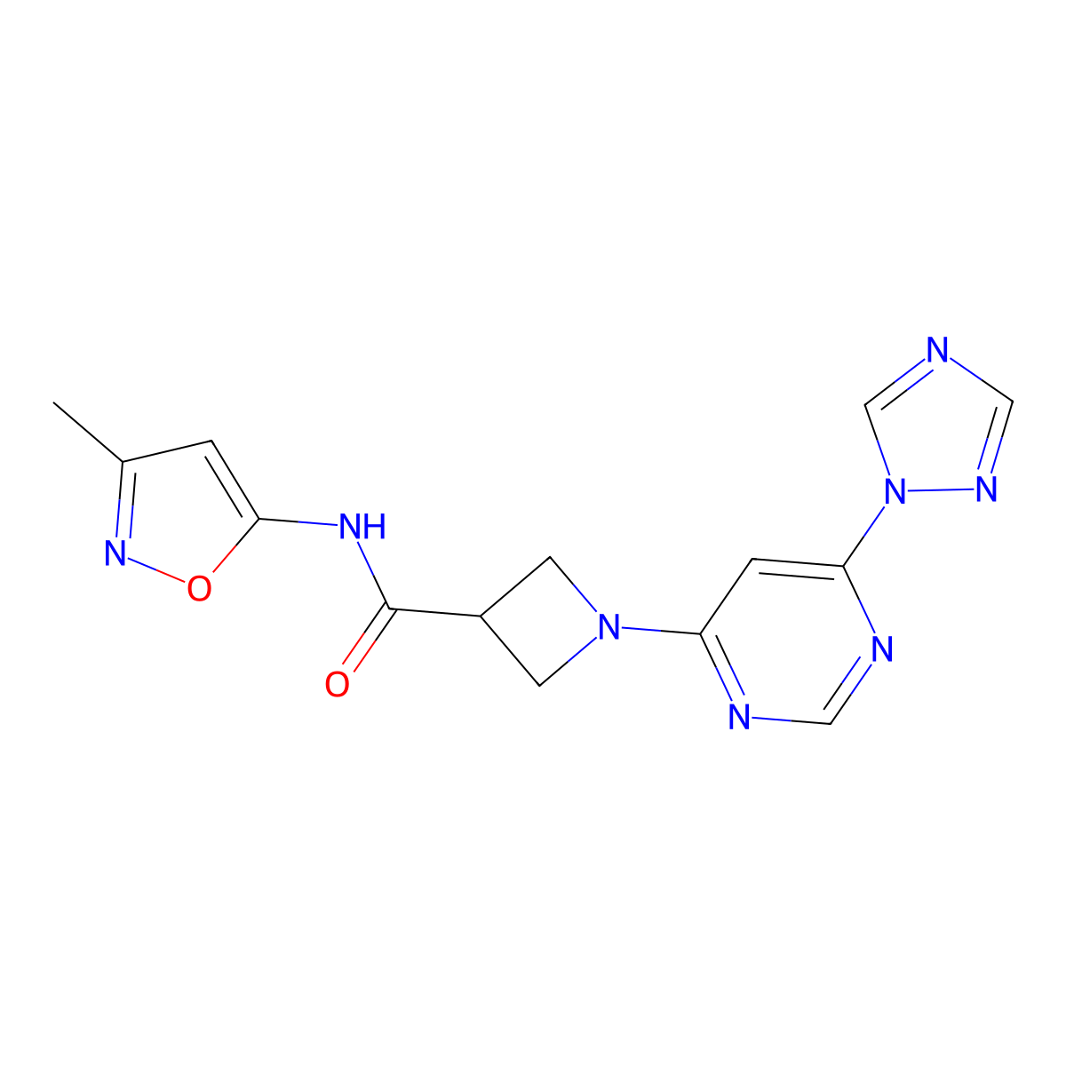1-(6-(1H-1,2,4-triazol-1-yl)pyrimidin-4-yl)-N-(3-methylisoxazol-5-yl)azetidine-3-carboxamide molecular structure, CAS 2034478-79-8