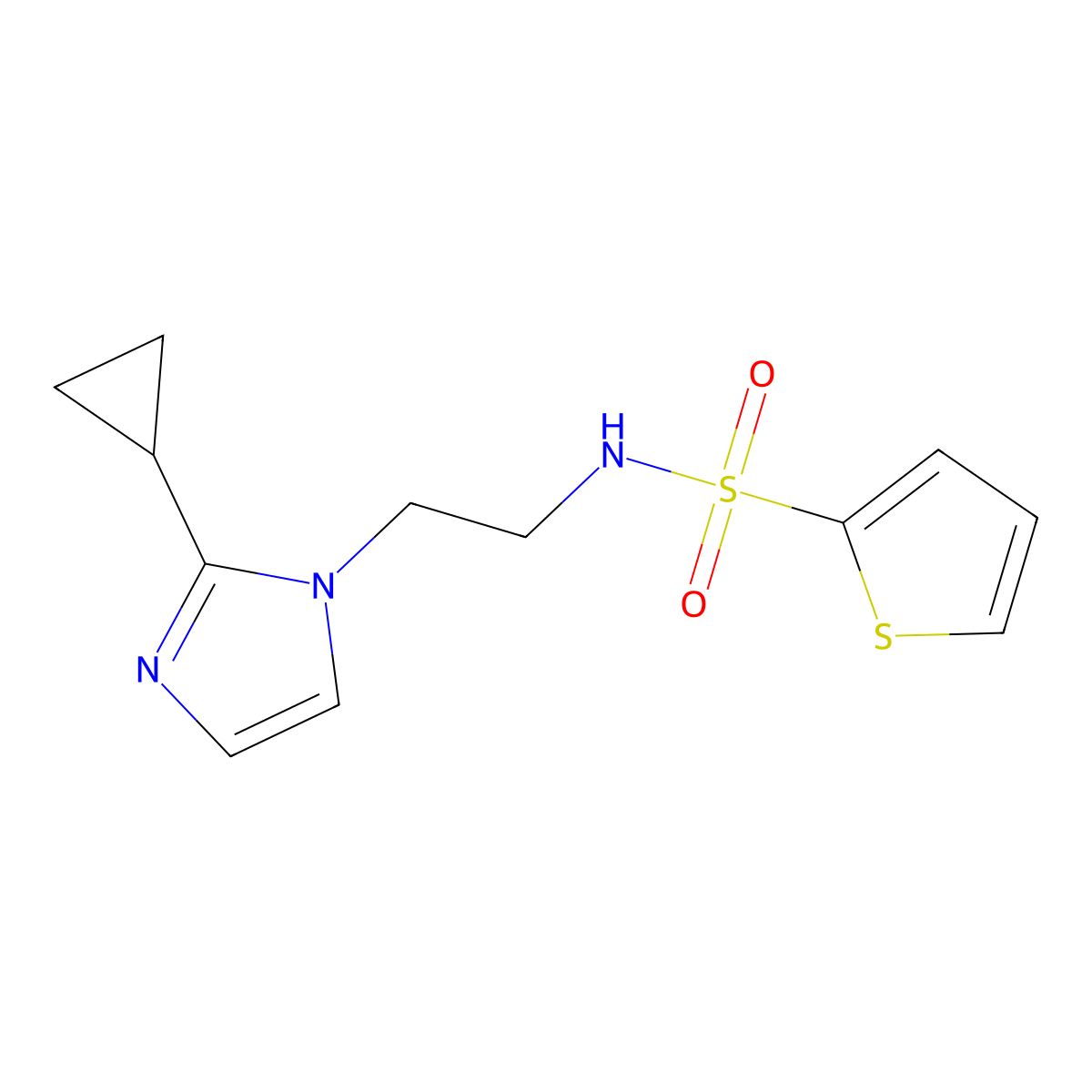 N-(2-(2-cyclopropyl-1H-imidazol-1-yl)ethyl)thiophene-2-sulfonamide molecular structure, CAS 2034478-81-2