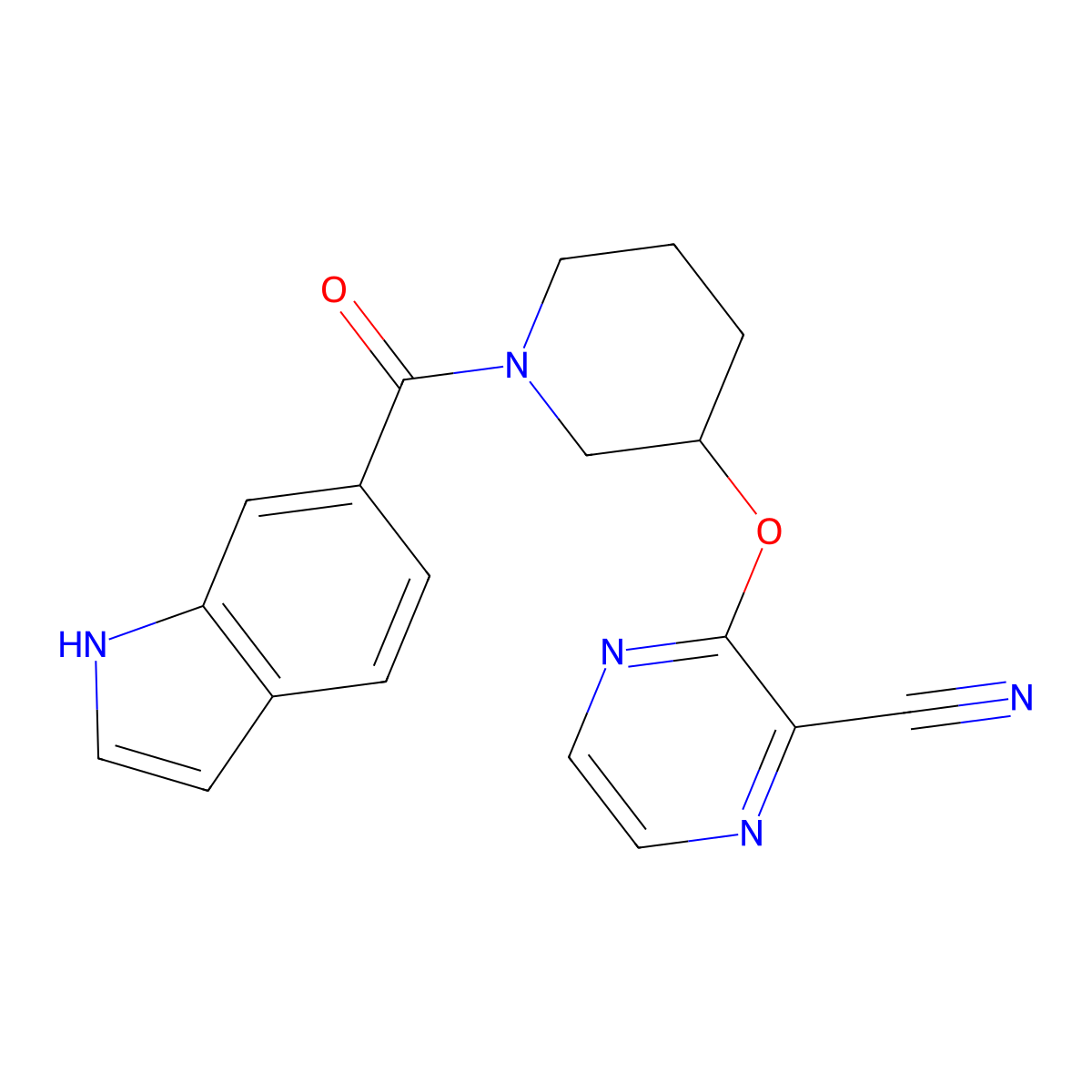 3-{[1-(1H-indole-6-carbonyl)piperidin-3-yl]oxy}pyrazine-2-carbonitrile molecular structure, CAS 2034478-86-7