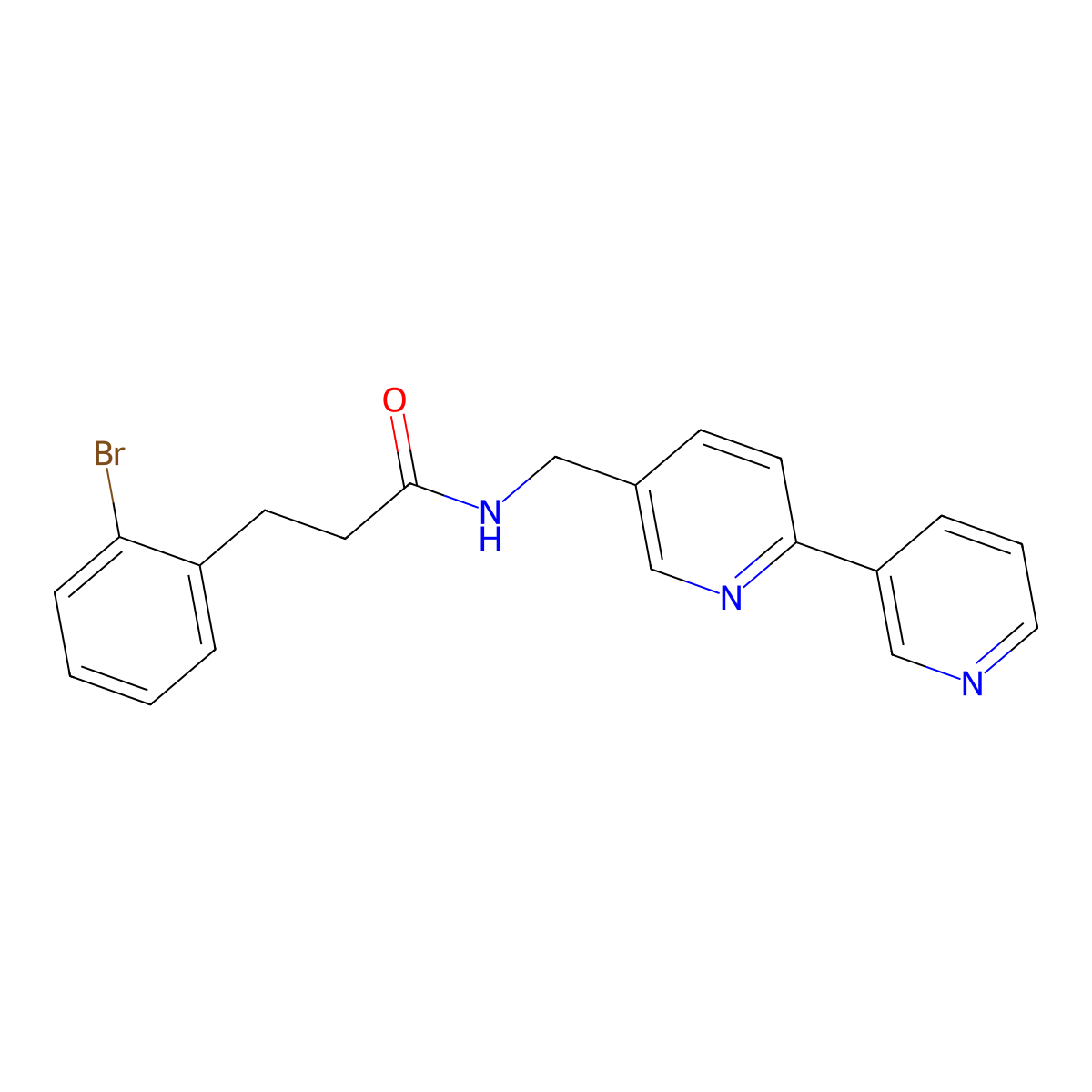 N-({[2,3'-bipyridine]-5-yl}methyl)-3-(2-bromophenyl)propanamide molecular structure, CAS 2034478-87-8
