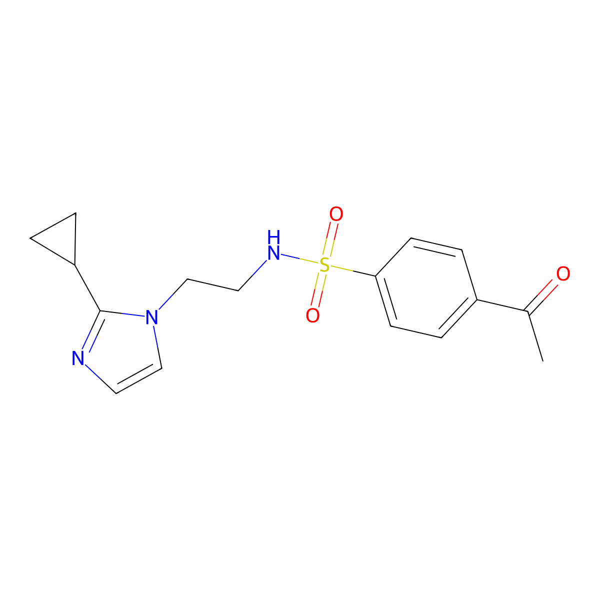 4-acetyl-N-(2-(2-cyclopropyl-1H-imidazol-1-yl)ethyl)benzenesulfonamide molecular structure, CAS 2034478-88-9