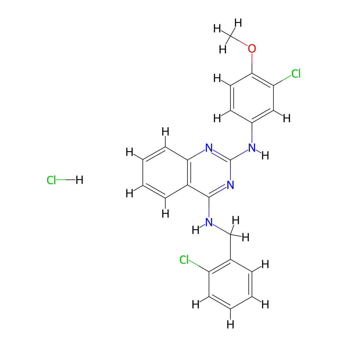 N2-(3-chloro-4-methoxyphenyl)-N4-(2-chlorobenzyl)quinazoline-2,4-diamine hydrochloride molecular structure, CAS 2034478-90-3
