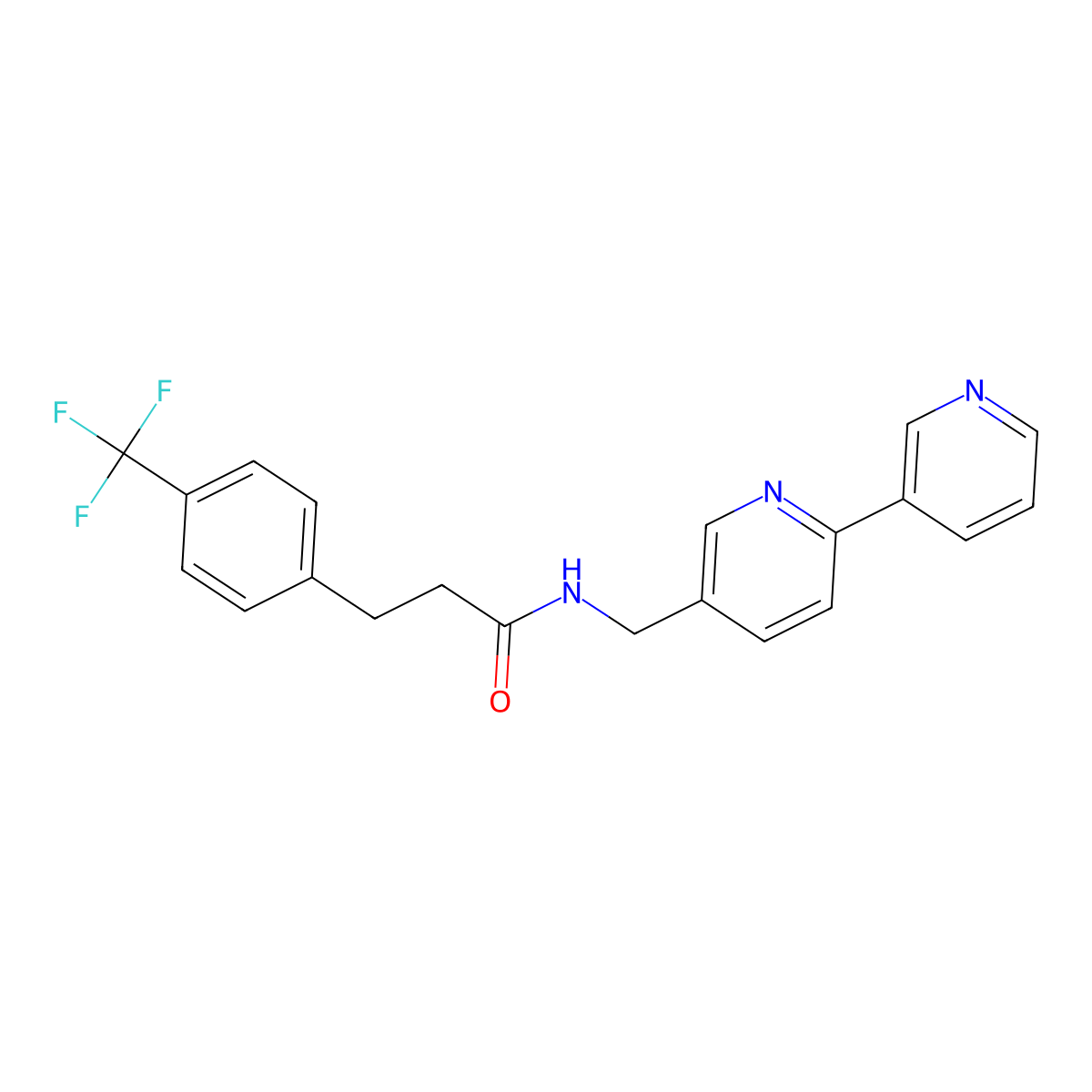 N-({[2,3'-bipyridine]-5-yl}methyl)-3-[4-(trifluoromethyl)phenyl]propanamide molecular structure, CAS 2034478-93-6