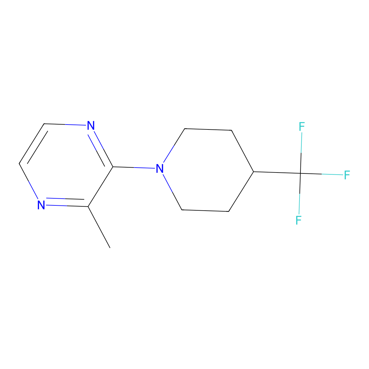 2-Methyl-3-(4-(trifluoromethyl)piperidin-1-yl)pyrazine molecular structure, CAS 2034478-97-0