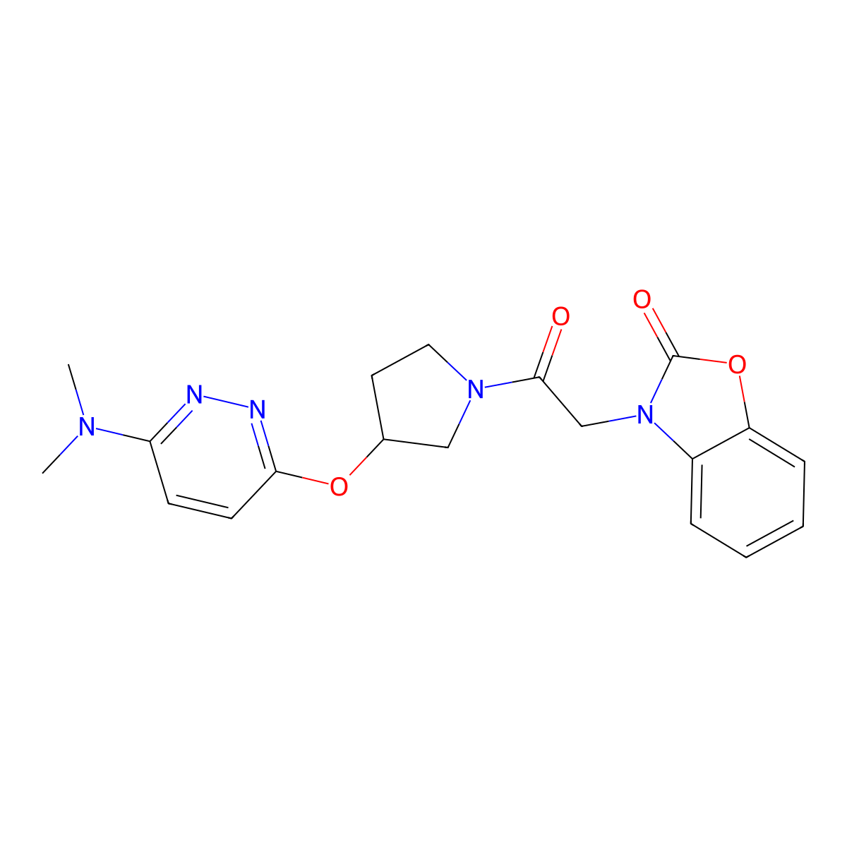 3-(2-(3-((6-(dimethylamino)pyridazin-3-yl)oxy)pyrrolidin-1-yl)-2-oxoethyl)benzo[d]oxazol-2(3H)-one molecular structure, CAS 2034479-10-0