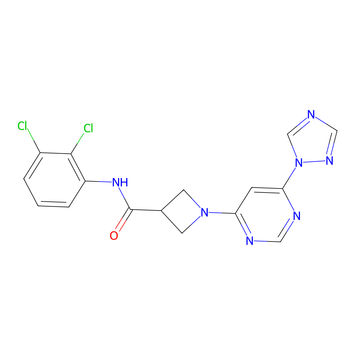 1-(6-(1H-1,2,4-triazol-1-yl)pyrimidin-4-yl)-N-(2,3-dichlorophenyl)azetidine-3-carboxamide molecular structure, CAS 2034479-11-1