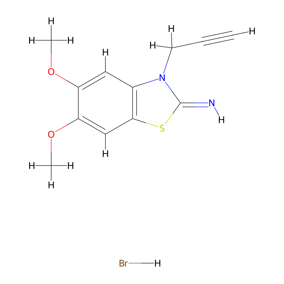 5,6-dimethoxy-3-(prop-2-yn-1-yl)benzo[d]thiazol-2(3H)-imine hydrobromide molecular structure, CAS 2034479-12-2