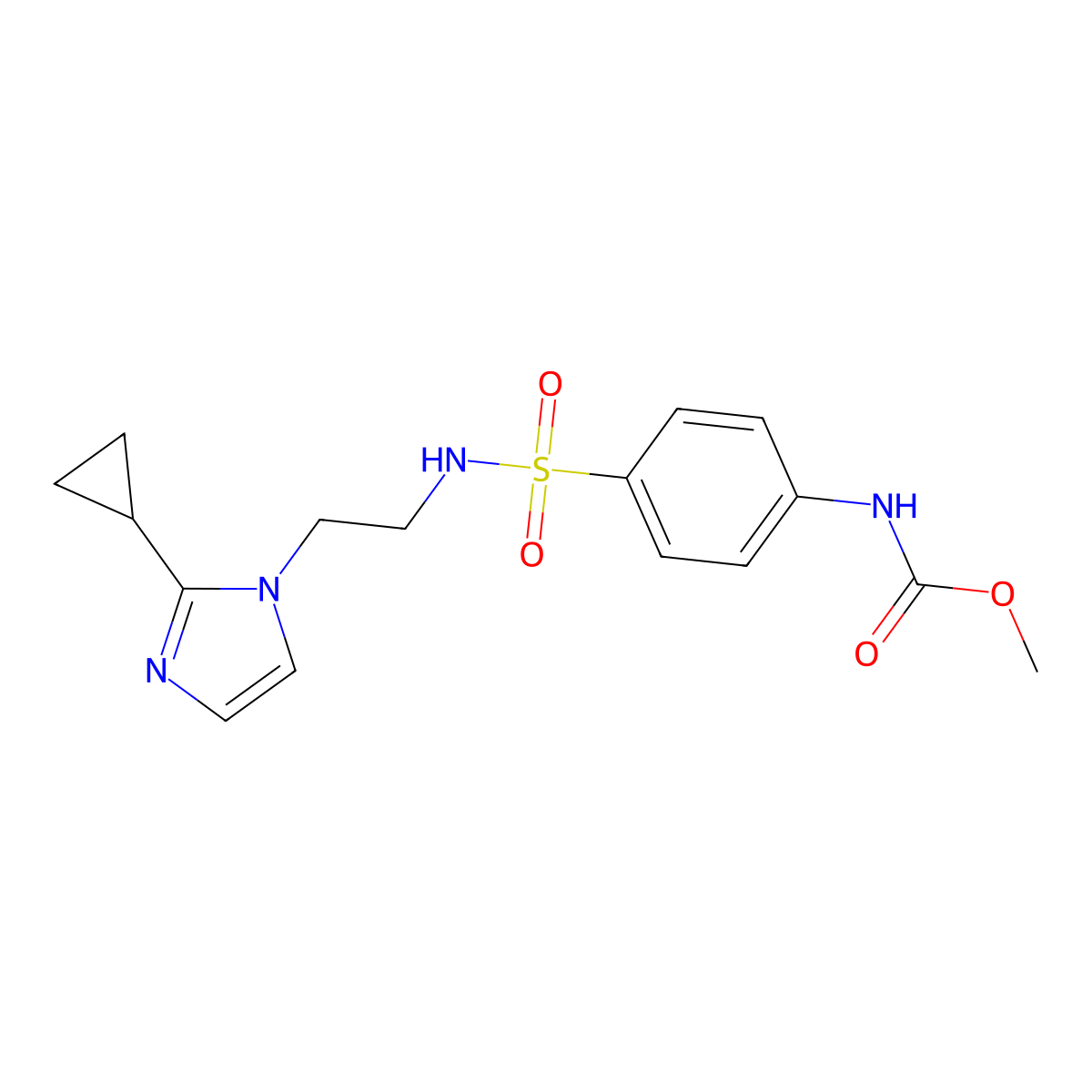 methyl (4-(N-(2-(2-cyclopropyl-1H-imidazol-1-yl)ethyl)sulfamoyl)phenyl)carbamate molecular structure, CAS 2034479-18-8
