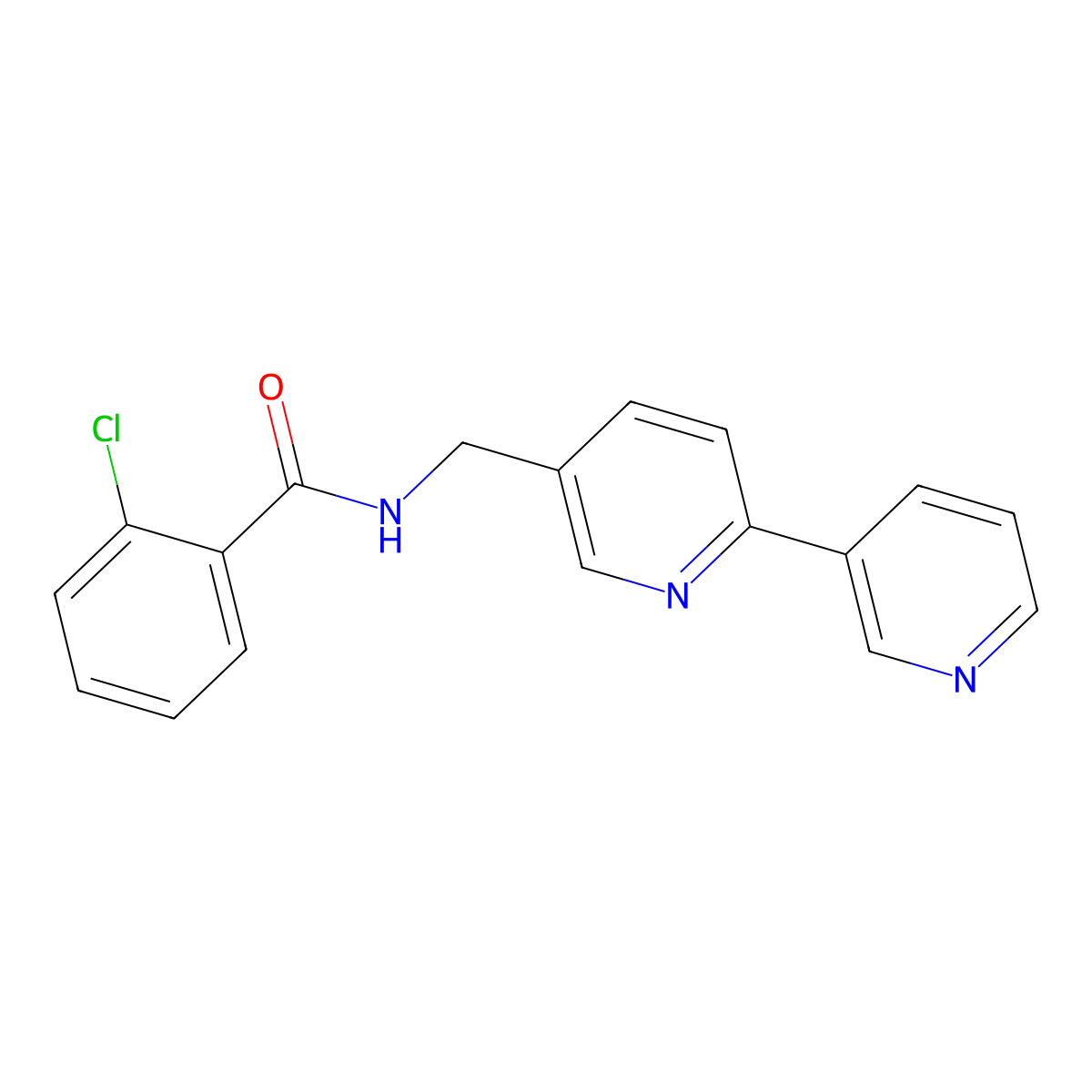 N-({[2,3'-bipyridine]-5-yl}methyl)-2-chlorobenzamide molecular structure, CAS 2034479-22-4