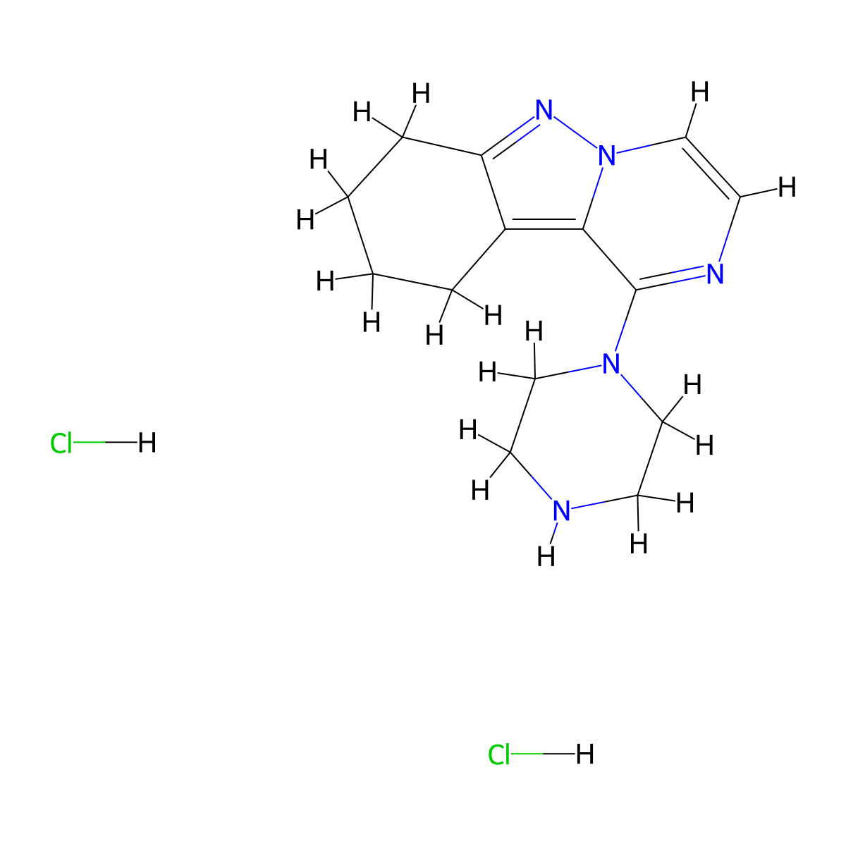 1-(Piperazin-1-yl)-7,8,9,10-tetrahydropyrazino[1,2-b]indazole dihydrochloride molecular structure, CAS 2034479-25-7