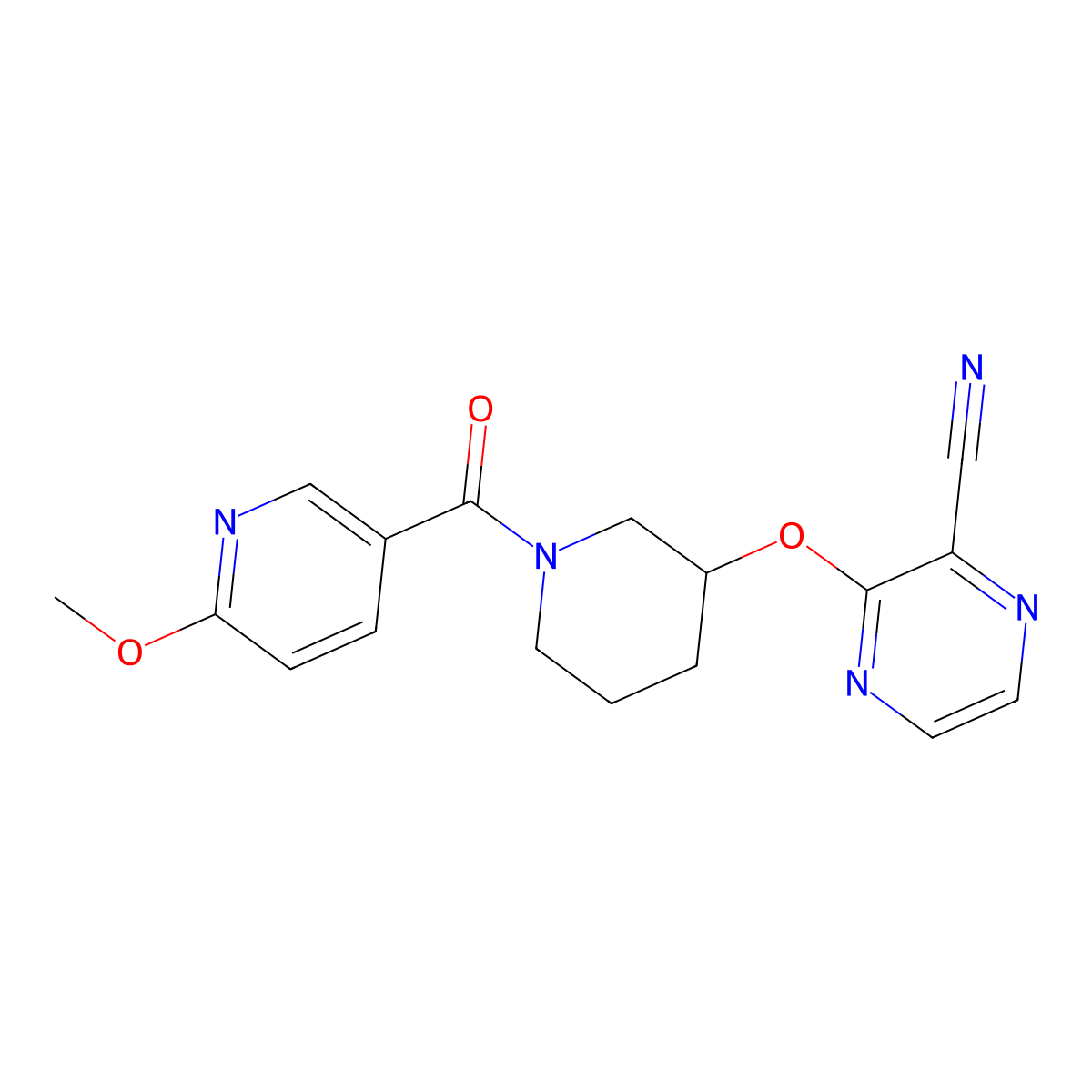 3-((1-(6-Methoxynicotinoyl)piperidin-3-yl)oxy)pyrazine-2-carbonitrile molecular structure, CAS 2034479-29-1