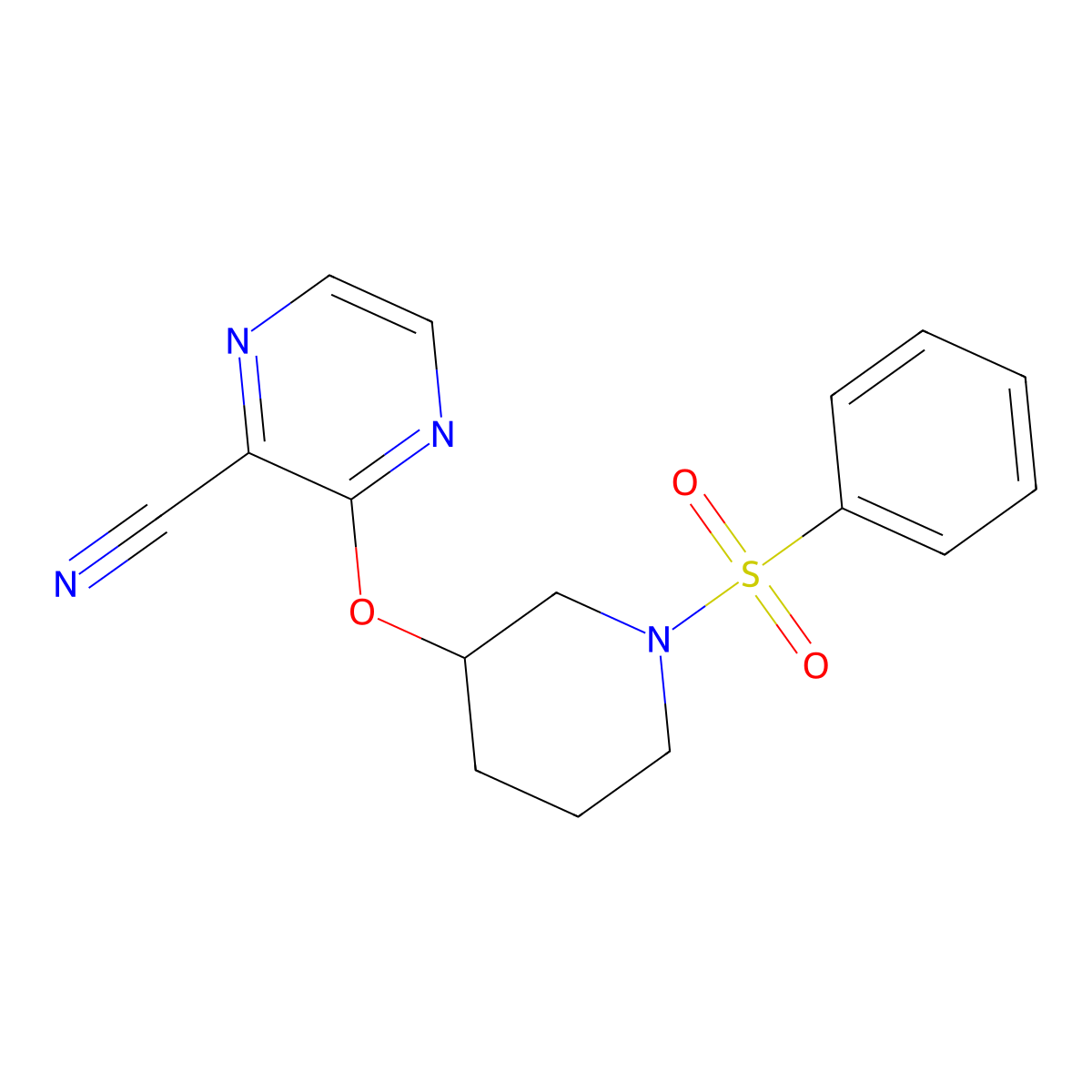 3-((1-(Phenylsulfonyl)piperidin-3-yl)oxy)pyrazine-2-carbonitrile molecular structure, CAS 2034479-48-4