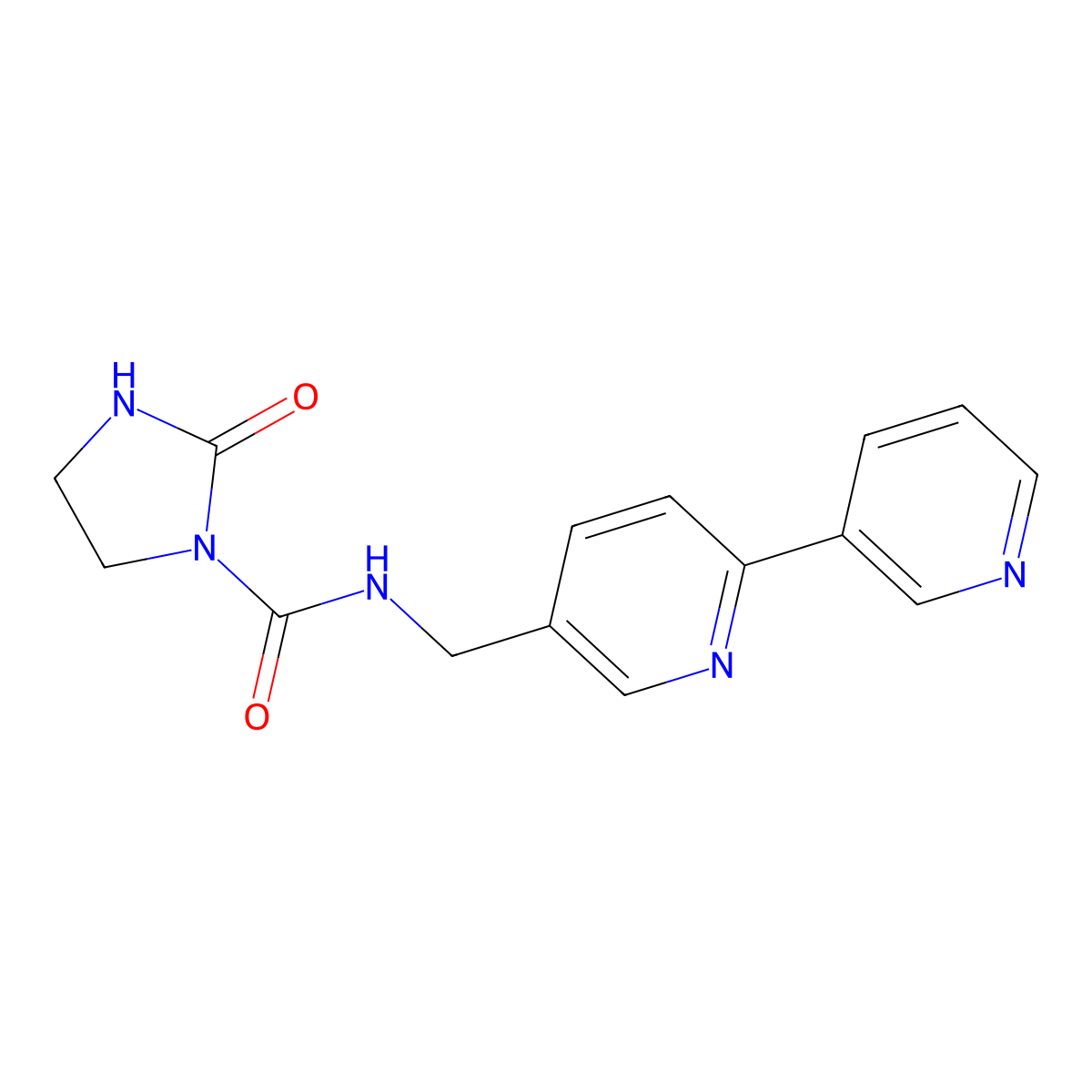 N-([2,3'-bipyridin]-5-ylmethyl)-2-oxoimidazolidine-1-carboxamide molecular structure, CAS 2034479-55-3