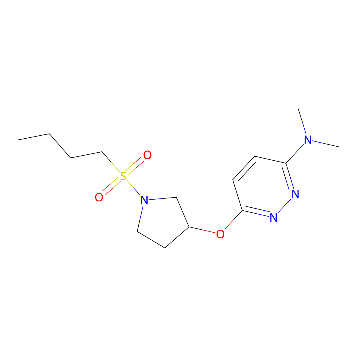 6-((1-(butylsulfonyl)pyrrolidin-3-yl)oxy)-N,N-dimethylpyridazin-3-amine molecular structure, CAS 2034479-62-2