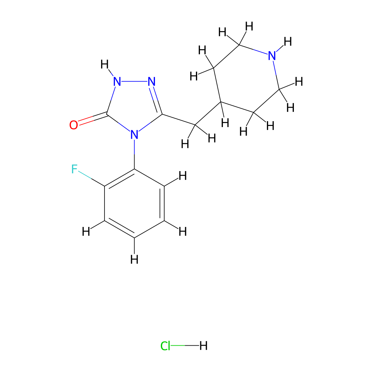 4-(2-fluorophenyl)-3-(piperidin-4-ylmethyl)-1H-1,2,4-triazol-5(4H)-one hydrochloride molecular structure, CAS 2034479-64-4